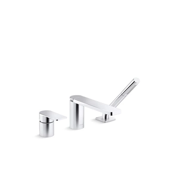 KOHLER Parallel Polished Chrome Single-Handle Deck-Mount Bath Faucet With Handshower