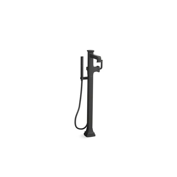 KOHLER Riff Matte Black Floor-Mount Bath Filler Trim