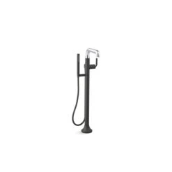 KOHLER Tone Polished Chrome Matte Black Floor-Mount Bath Filler Trim