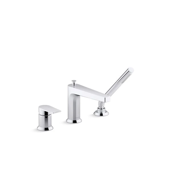 KOHLER Taut Polished Chrome Deck-Mount Bath Faucet With Handshower
