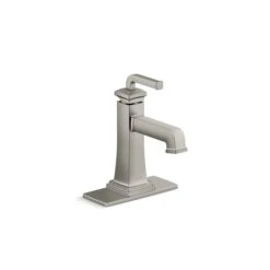 KOHLER Vibrant Brushed Nickel Riff™Single-Handle Bathroom Sink Faucet - Drain And Deck Plate Included