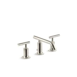 KOHLER Vibrant Polished Nickel Purist® Widespread Bathroom Sink Faucet With Low Lever Handles And Spout - Drain Included