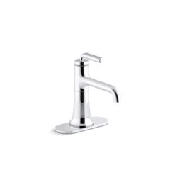 KOHLER Polished Chrome Tone™ Single-Handle Bathroom Sink Faucet - Drain And Deck Plate Included