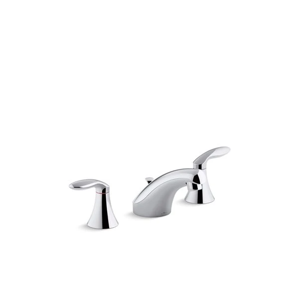 KOHLER Polished Chrome Coralais® Widespread Bathroom Sink Faucet With Lever Handles - Drain Included