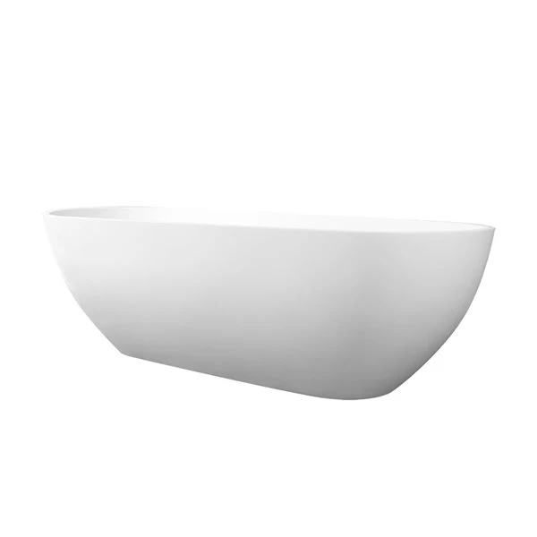 CASAINC 29.5-in X 69-in White Solid Surface Oval Center Drain Freestanding Bathtub - Image 3