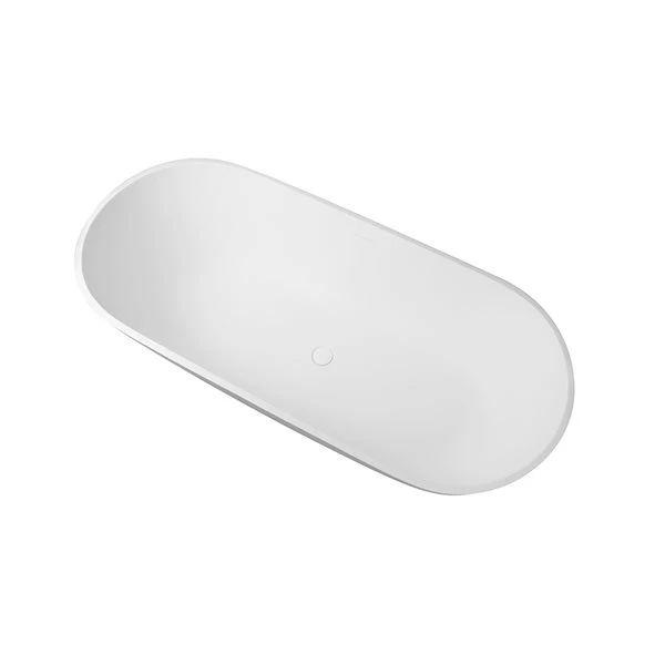 CASAINC 29.5-in X 69-in White Solid Surface Oval Center Drain Freestanding Bathtub - Image 2