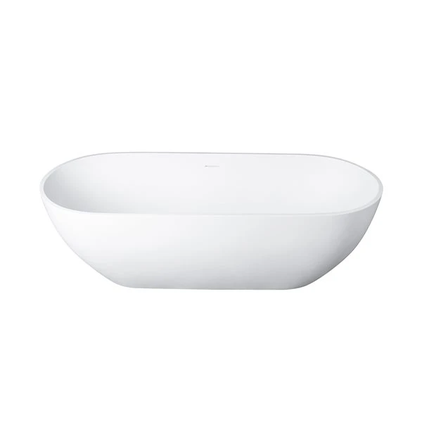 CASAINC 29.5-in X 69-in White Solid Surface Oval Center Drain Freestanding Bathtub