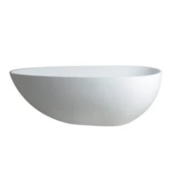 CASAINC 31-in X 59-in White Solid Surface Oval Freestanding Bathtub With Center Drain
