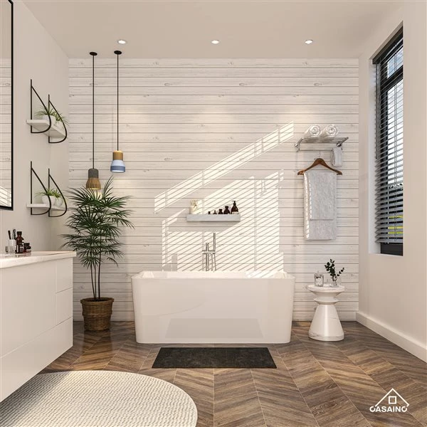 CASAINC 28.74-in X 62.99-in White Acrylic Rectangular Center Drain Freestanding Bathtub - Image 3