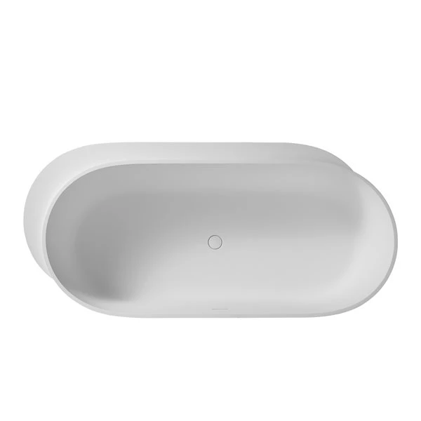 CASAINC 33.5-in X 71-in White Solid Surface Oval Center Drain Freestanding Bathtub - Image 5