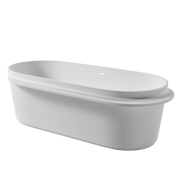 CASAINC 33.5-in X 71-in White Solid Surface Oval Center Drain Freestanding Bathtub - Image 4