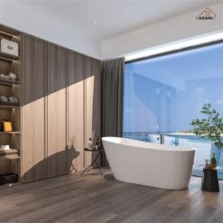 CASAINC 29.13-in X 59.06-in White Acrylic Oval Center Drain Freestanding Bathtub