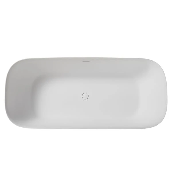 CASAINC 29.5-in X 63-in White Solid Surface Oval In Rectangle Freestanding Bathtub With Center Drain - Image 5