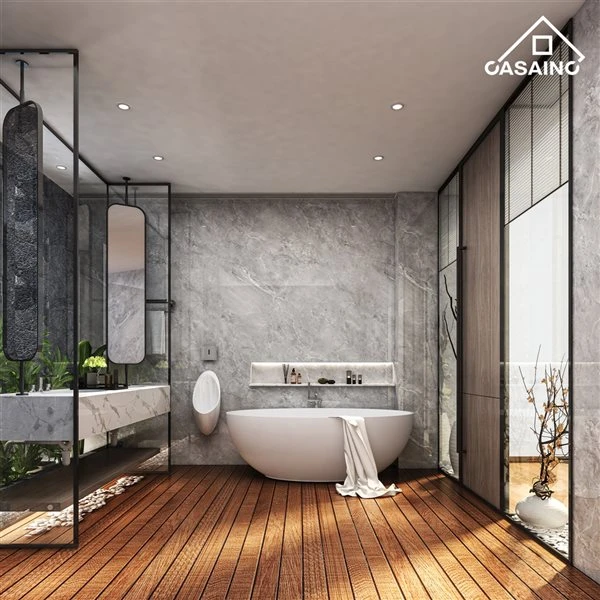 CASAINC 29.53-in X 64.96-in White Solid Surface Oval Center Drain Freestanding Bathtub - Image 5