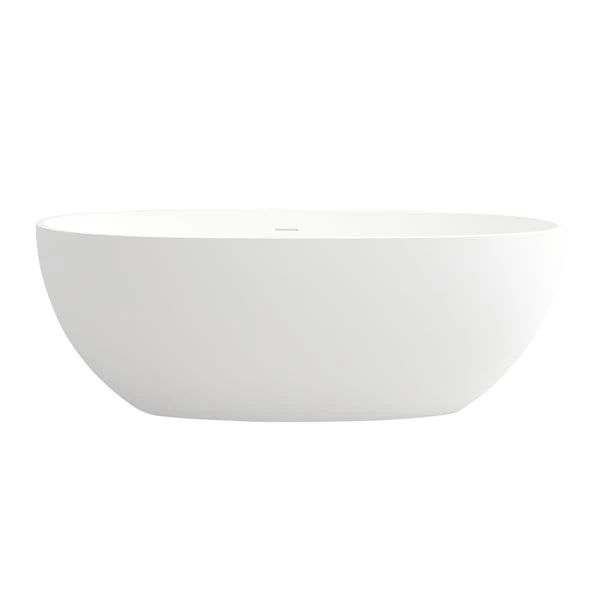 CASAINC 29.53-in X 64.96-in White Solid Surface Oval Center Drain Freestanding Bathtub - Image 2