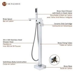 Mondawe Single-Handle Freestanding Bathtub Faucet With Hand Shower In Chrome