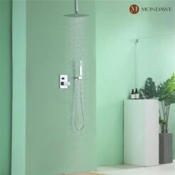 Mondawe 10-in Ceiling Mount Pressure Balance Shower System-in Chrome