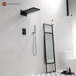 Mondawe 2-Function Thermostatic Complete Shower System With Rough-In Valve - Black