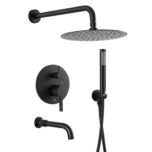 Mondawe 10-in Wall Mount Built-in Shower System With Tub Spout-in Matte Black - Image 3