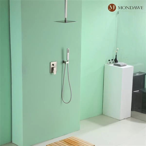 Mondawe 10-in Ceiling Mount Pressure Balance Shower System-in Brushed Nickel