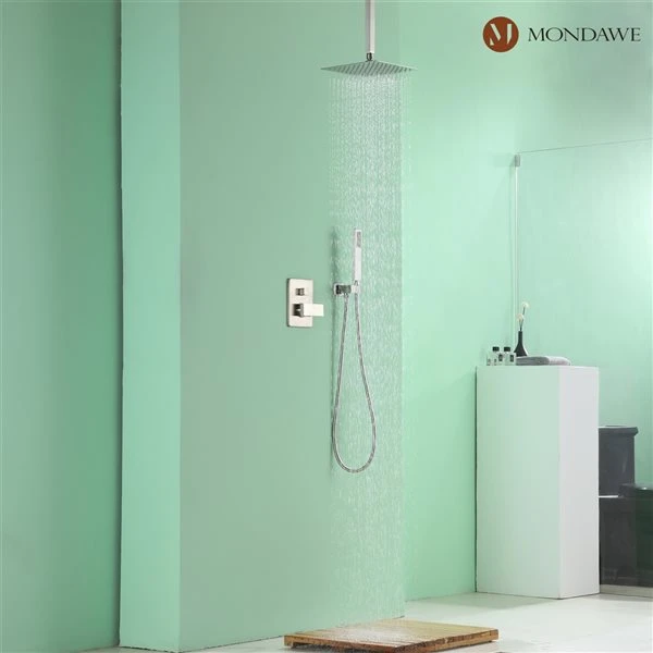 Mondawe 10-in Ceiling Mount Pressure Balance Shower System-in Brushed Nickel - Image 3