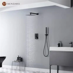 Mondawe 10-in Wall Mount Pressure Balance Shower System-in Matte Black