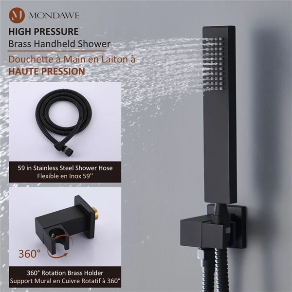 Mondawe 10-in Wall Mount Pressure Balance Shower System-in Matte Black - Image 4