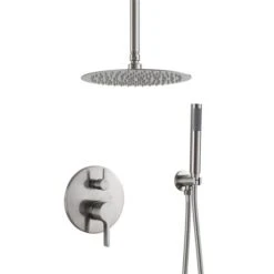 Mondawe 10-in Round Ceiling Mount Built-in Shower System Set-in Brushed Nickel