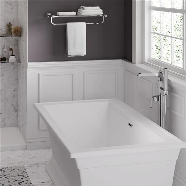 American Standard Town Square 36-in X 68-in White Acrylic Rectangular Centre Drain Freestanding BathTub