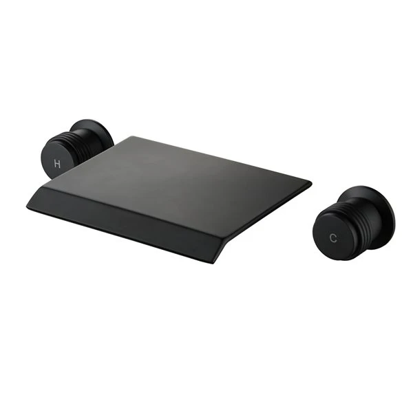 Mondawe Matte Black 2-Handle Wall-Mount Waterfall Bathroom Sink Faucet - Image 4