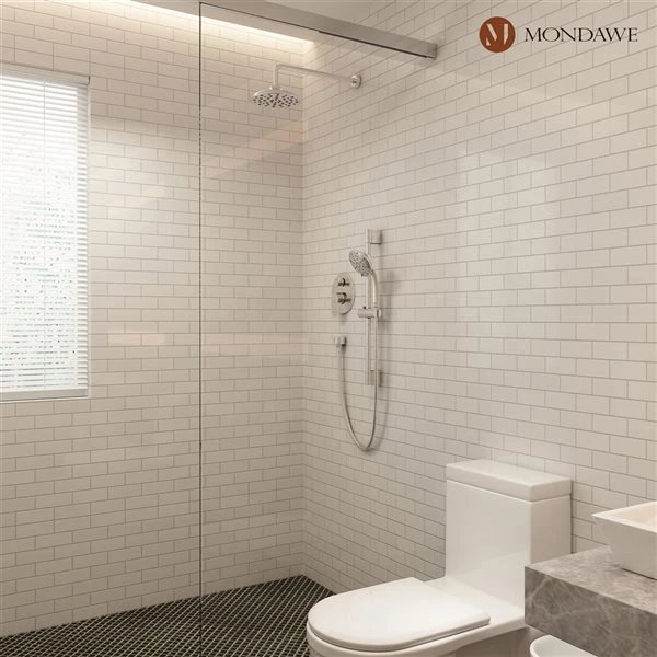Mondawe Brushed Nickel Built-in Shower Head With Hand Shower - Image 2