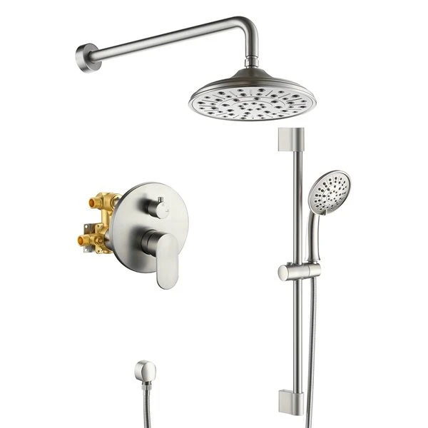 Mondawe Brushed Nickel Built-in Shower Head With Hand Shower - Image 5