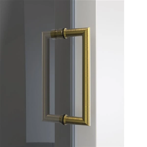 DreamLine Mirage-X 72-in X 56-in To 60-in Frameless Bypass/Sliding Brushed Gold Shower Door With Smoked Glass