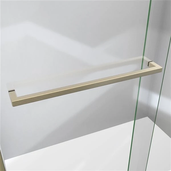 DreamLine Sapphire-V 76-in X 56-in To 60-in Semi-frameless Bypass/Sliding Brushed Gold Shower Door - Image 2