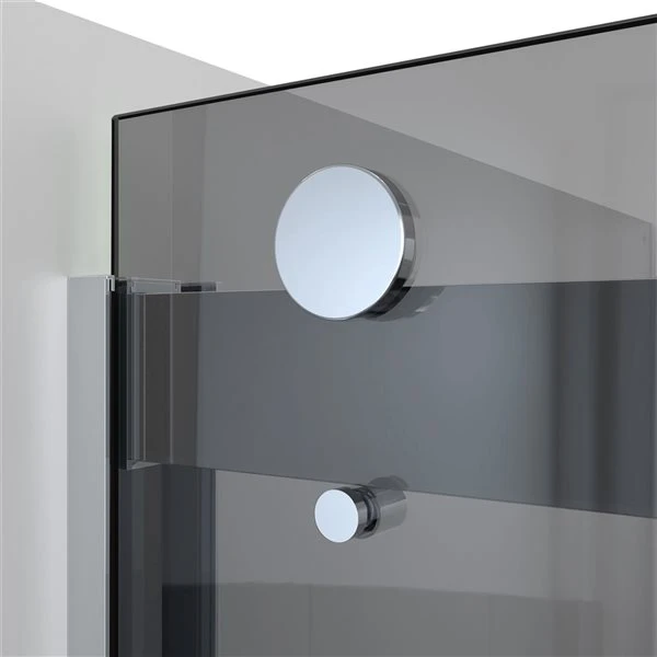 DreamLine Sapphire-V 76-in X 56-in To 60-in Semi-frameless Bypass/Sliding Chrome Shower Door With Smoked Glass - Image 5