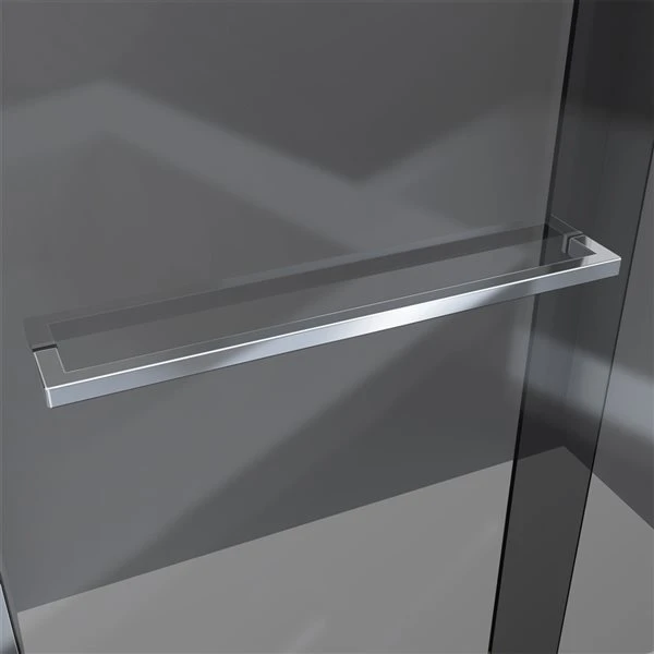 DreamLine Sapphire-V 76-in X 56-in To 60-in Semi-frameless Bypass/Sliding Chrome Shower Door With Smoked Glass - Image 4