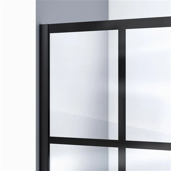 DreamLine French Linea 72-in X 34-in To 34-in Frameless Fixed Satin Black Shower Door With Frosted Glass - Image 4