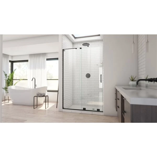 DreamLine Mirage-X 72-in X 44-in To 48-in Frameless Bypass/Sliding Satin Black Shower Door - Image 4