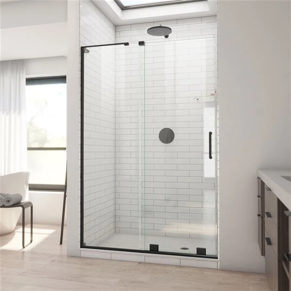 DreamLine Mirage-X 72-in X 44-in To 48-in Frameless Bypass/Sliding Satin Black Shower Door - Image 2