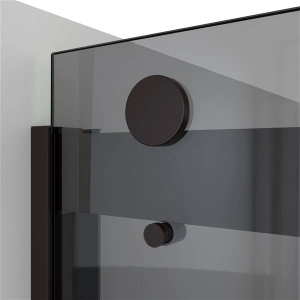 DreamLine Sapphire-V 76-in X 56-in To 60-in Semi-frameless Bypass/Sliding Oil Rubbed Bronze Shower Door With Smoked Glass - Image 4