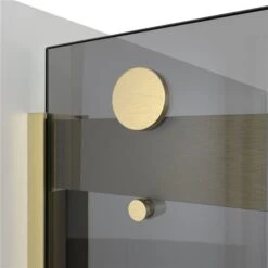 DreamLine Sapphire-V 76-in X 56-in To 60-in Semi-frameless Bypass/Sliding Brushed Gold Shower Door With Smoked Glass