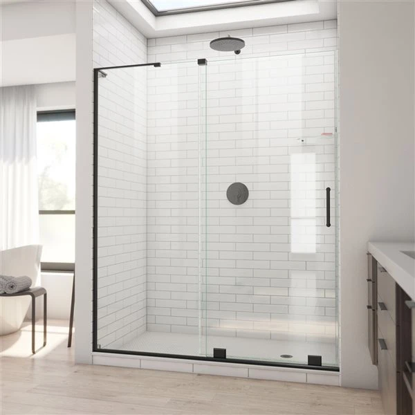 DreamLine Mirage-X 72-in X 56-in To 60-in Frameless Bypass/Sliding Satin Black Shower Door - Image 4