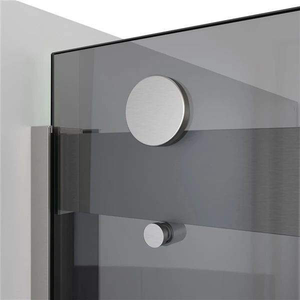 DreamLine Sapphire-V 62-in X 56 To 60-in Smoked Grey Bathtub/Shower Glass Panel With Brushed Nickel Hardware - Image 4