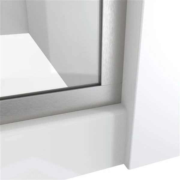 DreamLine Linea 72-in X 30-in To 30-in Frameless Fixed Brushed Nickel Shower Door - Image 5