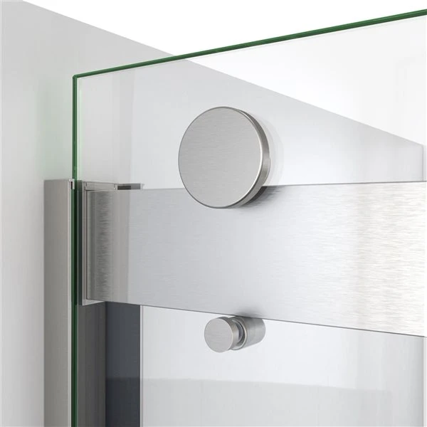 DreamLine Sapphire-V 62-in X 56 To 60-in Clear Bathtub/Shower Glass Panel With Brushed Nickel Hardware - Image 5