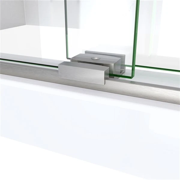 DreamLine Sapphire-V 62-in X 56 To 60-in Clear Bathtub/Shower Glass Panel With Brushed Nickel Hardware - Image 2