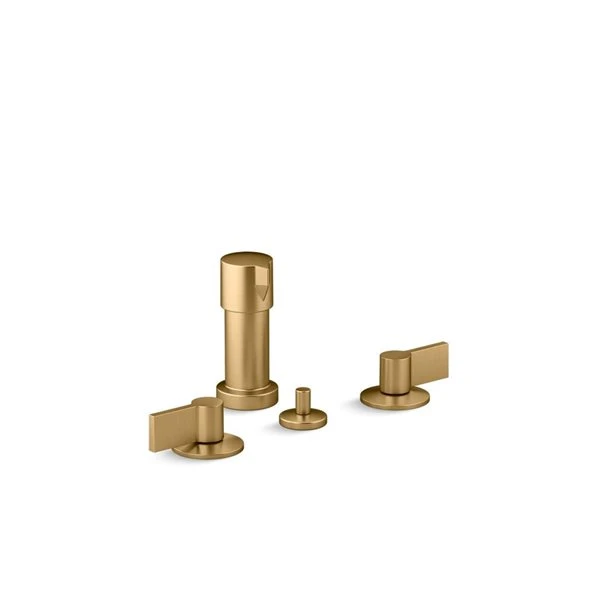 KOHLER Components Vibrant Brushed Moderne Brass Widespread Bidet Faucet With Lever Handles