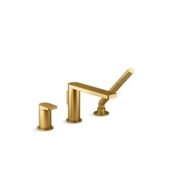 KOHLER Composed Vibrant Brushed Moderne Brass 1-Handle Deck Mount Bathtub Faucet With Hand Shower