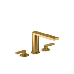 KOHLER Composed Vibrant Brushed Moderne Brass 2-Handle Deck Mount Bathtub Faucet