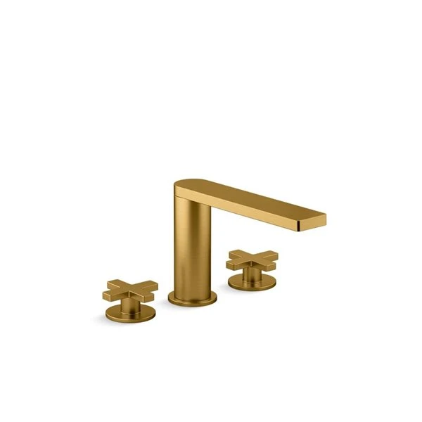 KOHLER Composed Vibrant Brushed Moderne Brass Deck Mount Bathtub Faucet With 2 Cross Handles